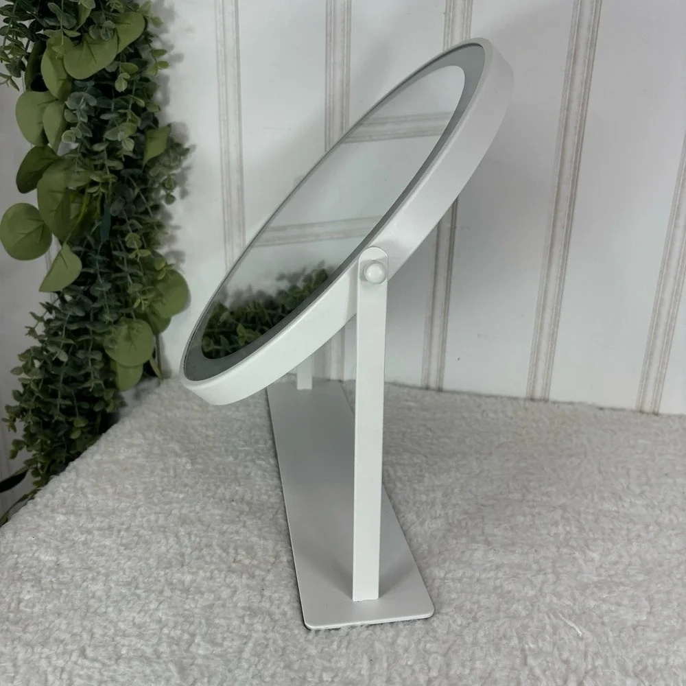 LED Lighted Makeup Mirror Vanity Adjustable Cosmetic Tabletop Round White Beauty